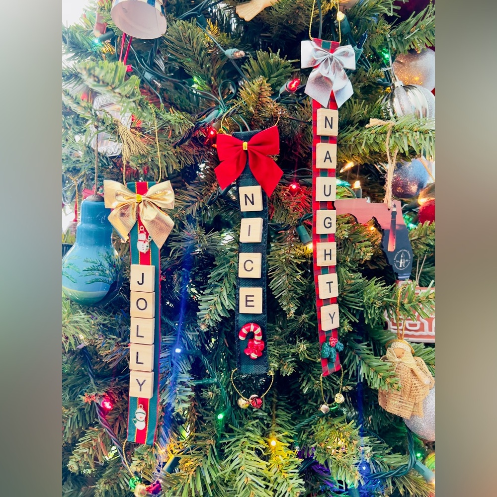 Handmade Scrabble Tile Christmas Ornament – Custom Holiday Word Décor - Picture 13 of 14